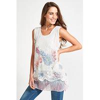 Cream Pink & Blue Dainty Daisy Print Layered Tunic Top