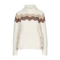 Cream & Brown Chevron Pattern Roll Neck Jumper