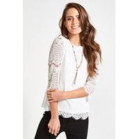 Cream Ornate Lace Half Sleeve Blouse