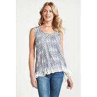 cream amp navy tile print swing top