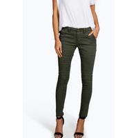 cropped low rise utility skinny jeans khaki