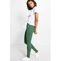 Cross Front Basic Jersey Stirrup Leggings - khaki