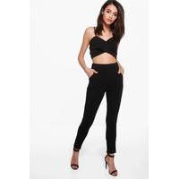 crepe stretch skinny trousers black