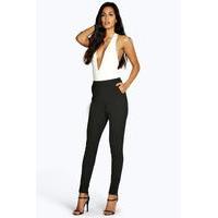 crepe super stretch skinny trousers black