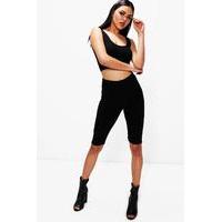 crop top leggings rib knit co ord black