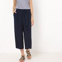 Cropped Trousers with Tie Belt