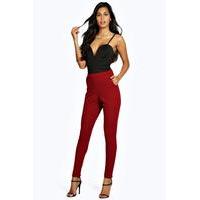 Crepe Super Stretch Skinny Trousers - berry