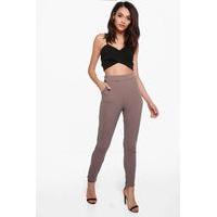 Crepe Stretch Skinny Trousers - mocha