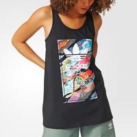 Crew Neck Vest Top with Motif on Front