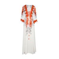 CRUISE - Red and White Floral Print Maxi Kaftan