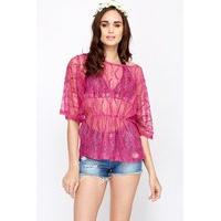 crochet batwing sleeve beach cover up