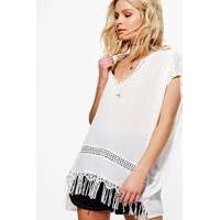 crochet tassel blouse cream