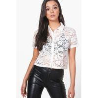 Cropped Lace Shirt - ecru