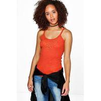 Crochet Detail Rib Vest - burnt orange