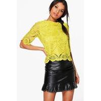 Crochet Lace Shell Top - chartreuse