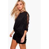 Crochet Trim Jumper - black