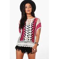 Crochet Knitted Top - rose