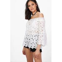 Crochet Bardot Top - white