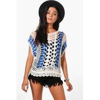 Crochet Knitted Top - denim