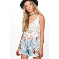 crochet tassel hem bralet white