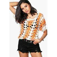 Crochet Knit Top - orange