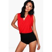 Cross Over Bodysuit - red