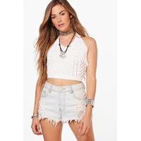 Crochet Halterneck Bralet - white