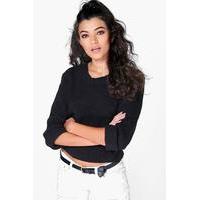 crop fisherman jumper black