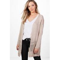 Crochet Hem Cardigan - beige