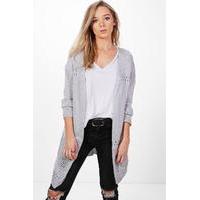 Crochet Hem Cardigan - grey