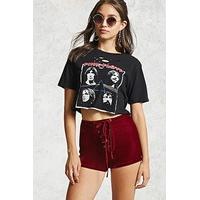 Crushed Velvet Lace-Up Shorts