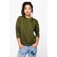 Crew Neck Sweatshirt - khaki