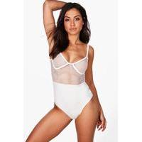 Crochet Panelled Bodysuit - white