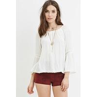 Crochet-Trimmed Peasant Top