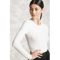 crew neck ribbed knit top