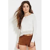 Crochet-Hem Slub Knit Top