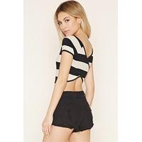 Crisscross-Back Stripe Crop Top