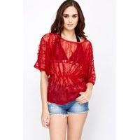 crochet batwing sleeve beach cover up