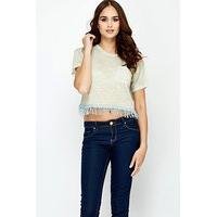 Crochet Fringed Glitter Crop Top