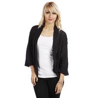 Cropped Sleeves Open Front Cardigan