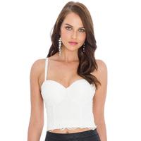 Crochet Lace Overlay Crop Top - White