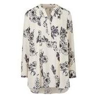 Cream Floral Pleat Front Blouse