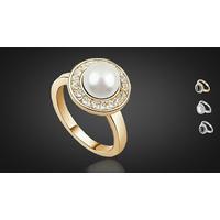 Crystal Encrusted Faux Pearl Ring