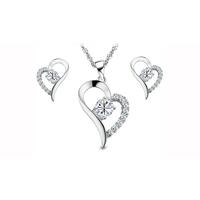 Crystal Heart Necklace and Earrings Set