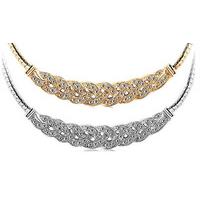 Crystal Woven Necklace; gold or silver plated