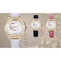 Crystal Heart Charm Watch - 3 Colours