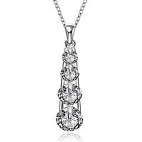 Cremation jewelry 925 Sterling Silver Geometry Pave Zircon Pendant Necklace for Women