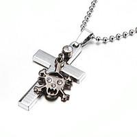 crucifix bible skull pirate bling zinc alloy mens pendant necklace