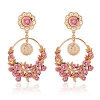 Crystal Geometric Drop Earrings Jewelry Flower Style Party Daily Casual Crystal Alloy 1 pair Multi Color