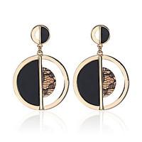 Creative Design Gold Round Half Black Effect Dangle Earrings For Women